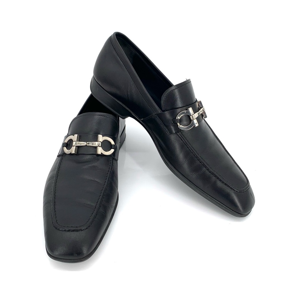 Salvatore Ferragamo Black Leather Bit Loafers 10.5